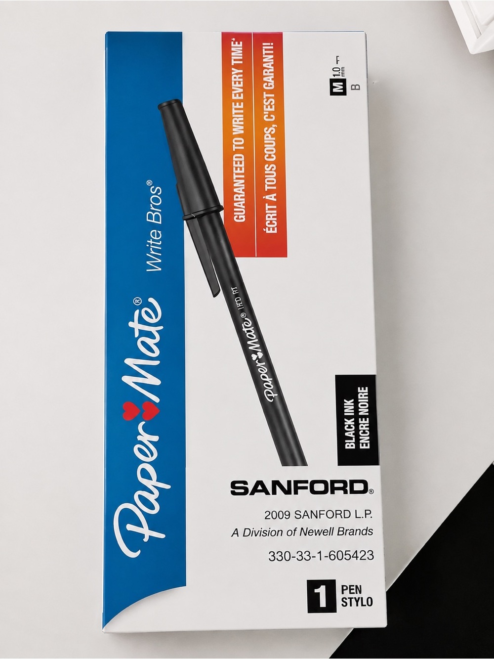 Paper Mate Black Ballpoint Pens — Smooth Black Ink (Box of 1)